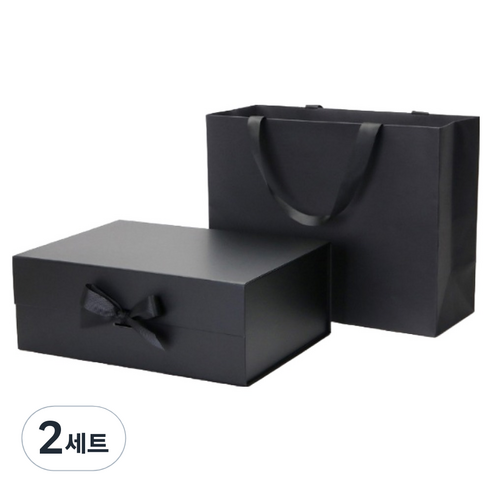 인디케이 기프트박스 쇼핑백 대, 블랙, 2세트