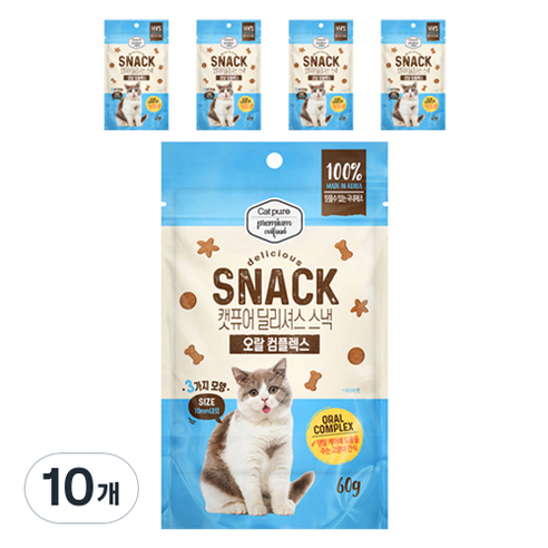 캣퓨어 고양이 딜리셔스 스낵 오랄 콤플렉스, 10개, 60g, 오랄컴플렉스