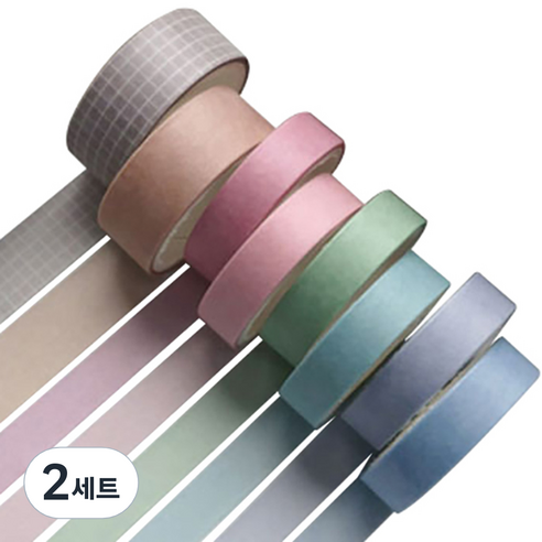 미빌 문구 베이직 패턴 마스킹 테이프 8종 세트, 샴페인, 2세트