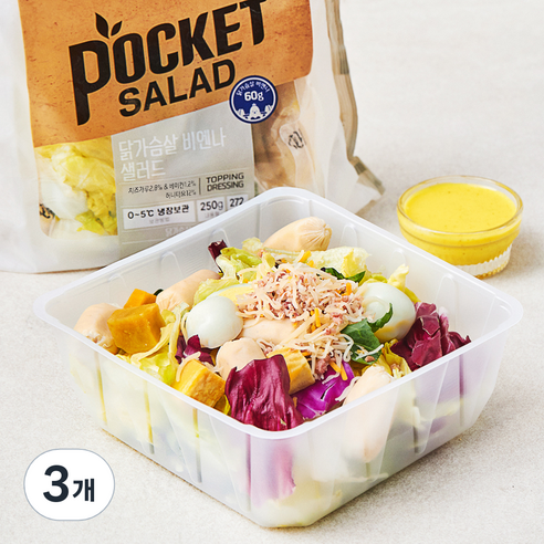 포켓샐러드 닭가슴살 비엔나 샐러드, 250g, 3개