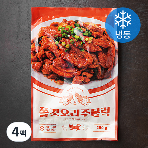 쿠캣 쫄깃 오리주물럭 (냉동), 250g, 4팩