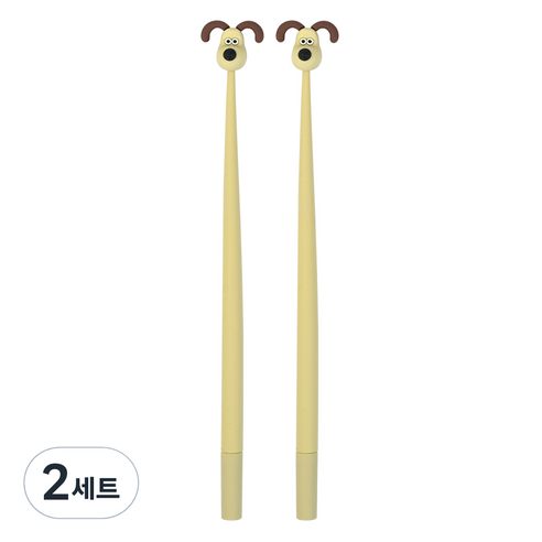 핑크풋 3000 월레스와 그로밋 흔들이 중성펜 2p 세트 0.5mm, 베이지, 2세트