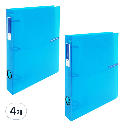 에코청운 투명 칼라칩 D링 바인더 3공 A4 3cm, 파랑, 4개