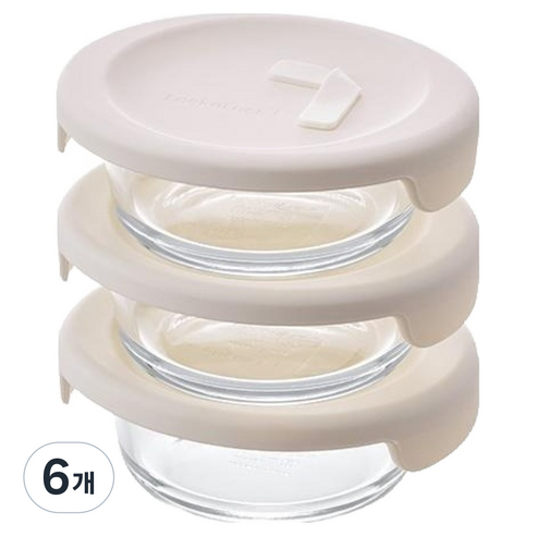 락앤락 바로한끼 내열유리 밥용기 아이보리, 6개, 350ml