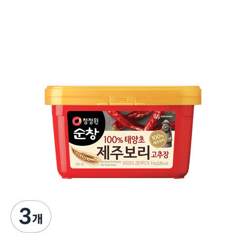 청정원 제주보리 고추장, 1kg, 3개