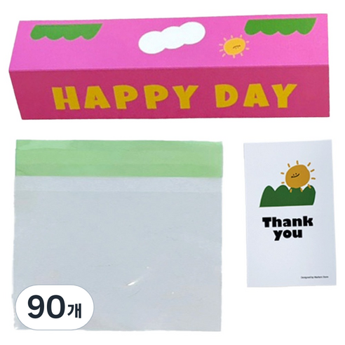마커스스토어 알록달록 해피데이 헤더택 포장 대, 핑크, 90개