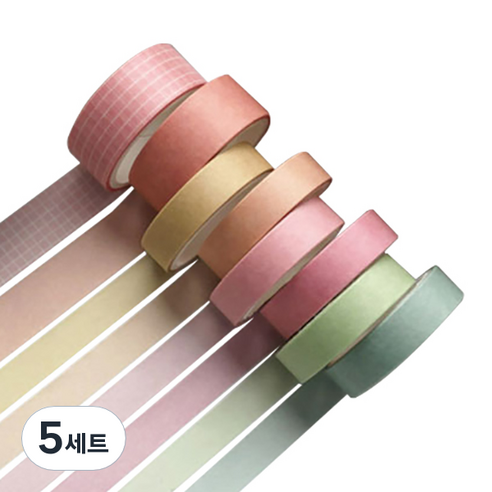 미빌 문구 베이직 패턴 마스킹 테이프 8종 세트, 라이징썬, 5세트