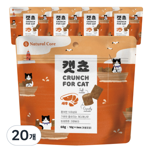 네츄럴코어 캣쵸 고양이 간식 새우 10g, 새우맛, 60g, 20개