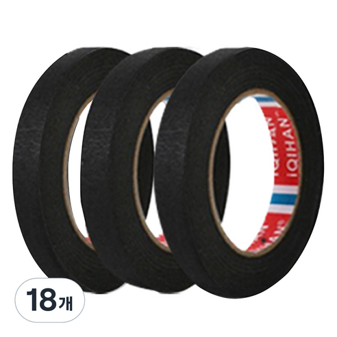 다다 칼라 마스킹 종이테이프 20mm x 15m, 블랙, 18개