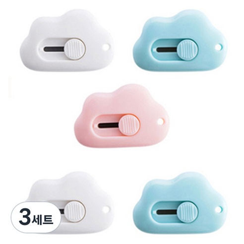 라붐 귀여운 미니 구름 문구 커터칼 3종 + 랜덤발송 2p 세트, 혼합색상, 3세트
