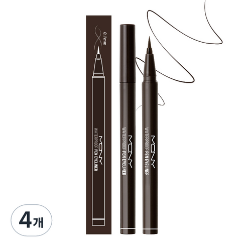 맥퀸뉴욕 워터프루프 펜아이라이너 0.6g, 브라운블랙, 4개