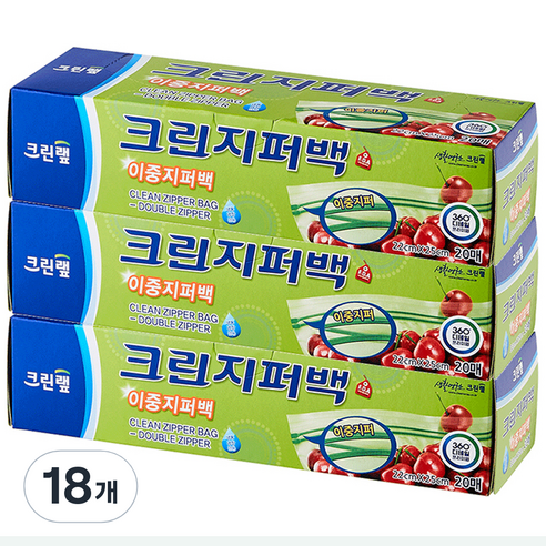 크린랲 크린지퍼백, 중(M), 20개입, 18개