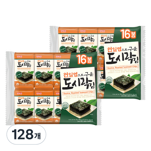 삼육김 천일염으로 구운 도시락김, 4g, 128개