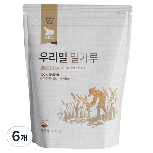 곰표 우리밀 밀가루, 900g, 6개