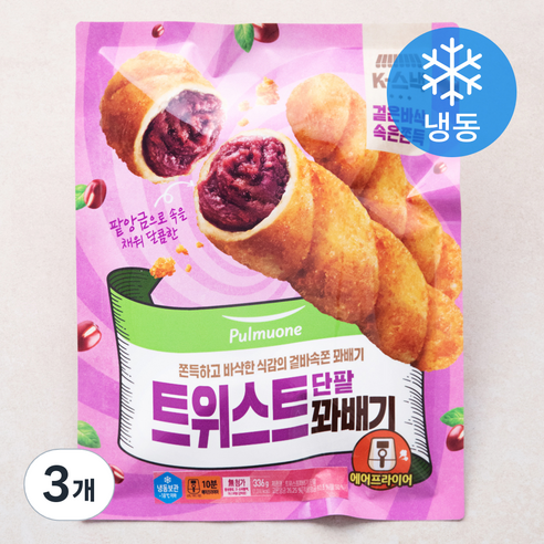 풀무원 트위스트 단팥 꽈배기 (냉동), 3개, 336g