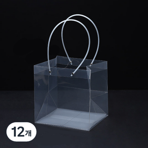 미화부장 PVC 비닐 꽃다발 화분 식물 선물 케이크 포장 투명 긴 대형 쇼핑백, 07 사각 대, 12개