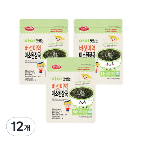 베베스트 아이 맛있는 버섯미역 미소된장국 200g, 12개, 버섯미역맛