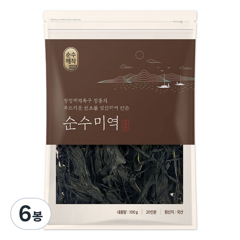 순수해작 순수 미역, 100g, 6개