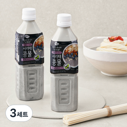 맑은물에 국산 서리태 콩물과 풍국면 콩국수키트 2인분, 1.2kg, 3세트