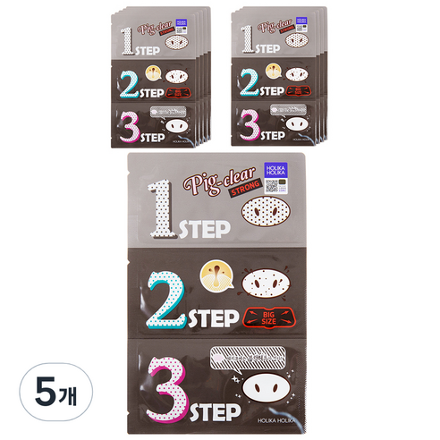 홀리카홀리카 피그 클리어 블랙헤드 3-Step 키트 스트롱 코팩, 10개입, 5개