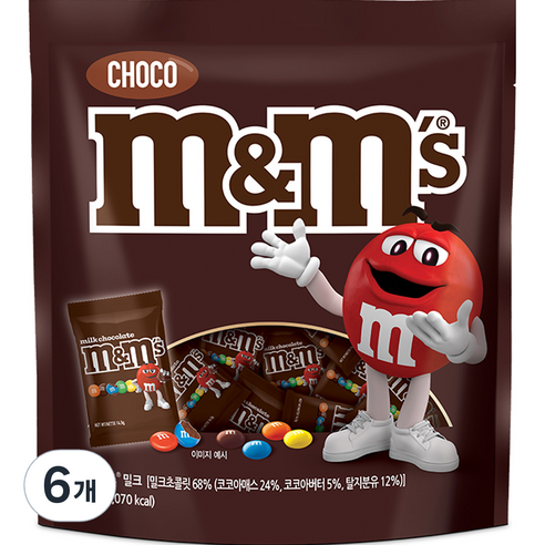 엠앤엠즈 밀크 펀사이즈 초콜릿, 230g, 6개
