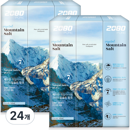 2080 퓨어 마운틴솔트 치약 크리스탈 민트, 150g, 24개