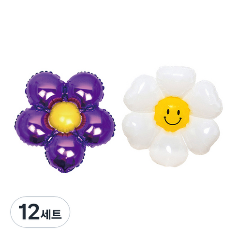 파티쇼 플라워 은박 소형 + 데이지 플라워 소형 풍선 세트, 퍼플(소형풍선), 12세트