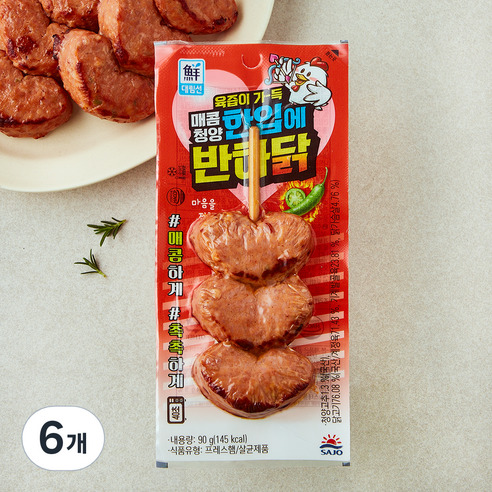 대림선 한입에 반하닭 매콤청양, 90g, 6개
