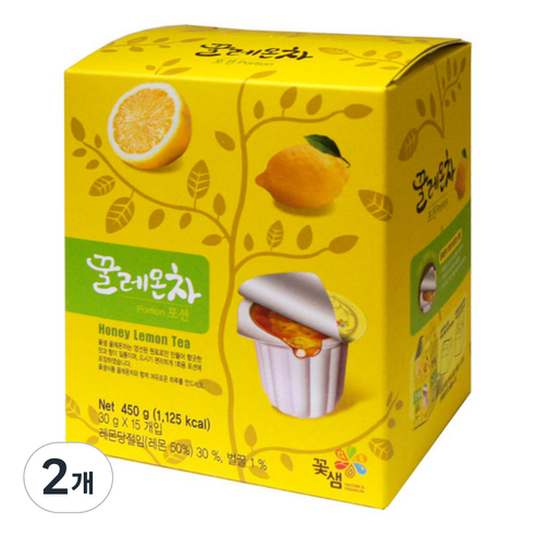 꽃샘식품 꽃샘 꿀레몬차포션, 30g, 15개입, 2개