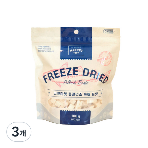 코코마켓 반려동물 동결건조 트릿 간식, 북어, 3개