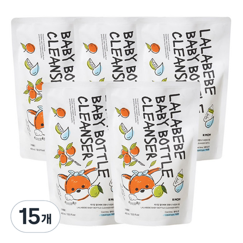 케이맘 랄라베베 유아용 젖병식기세정제 액상형 리필 쿨라임향, 400ml, 15개