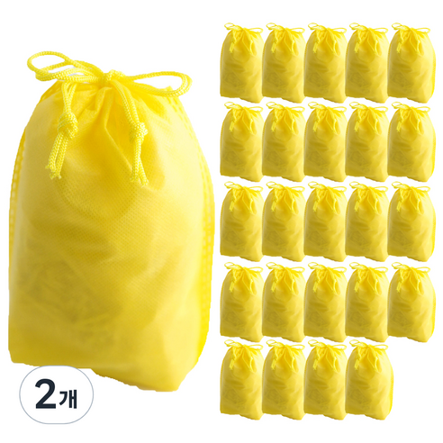 부직포 복주머니 더스트백 12 x 15 cm 25p, 옐로, 2개