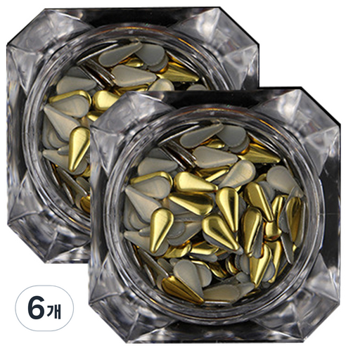 메탈 네일파츠 티어스 6mm, 골드, 6개