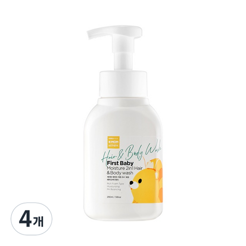 케이맘 베이비 처음 2 in 1 헤어 앤 바디워시, 290ml, 4개