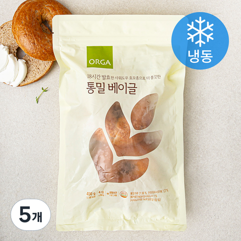 ORGA 통밀 베이글 4입 (냉동), 400g, 5개