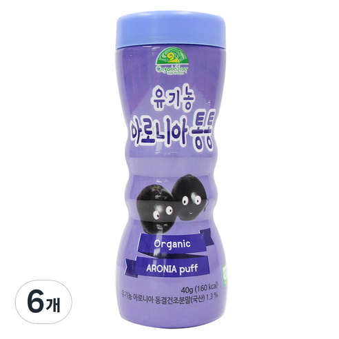 OrganicStory 유아용 유기농 아로니아통통 과자, 아로니아맛, 6개, 40g