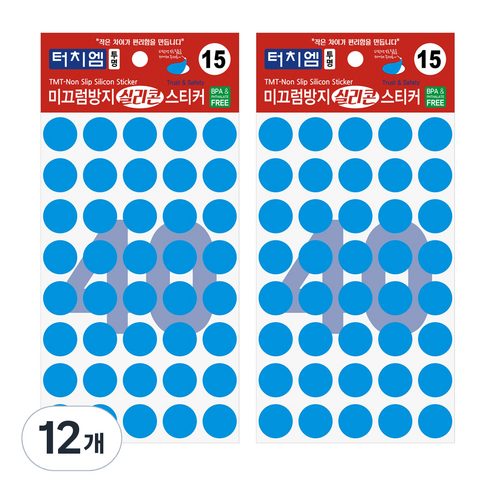 터치엠 미끄럼방지 실리콘 스티커 투명 40p, 12개