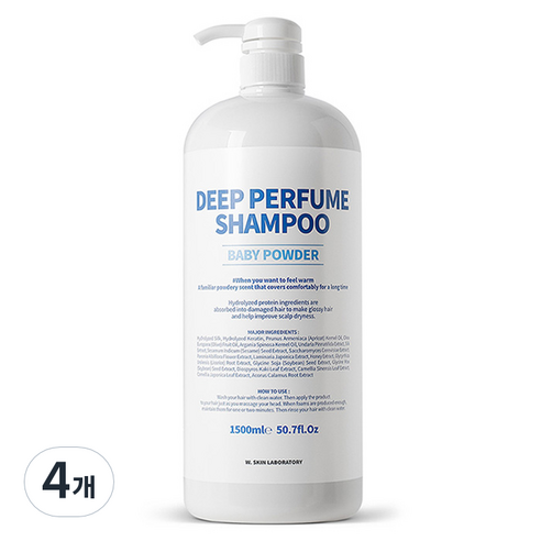 더블유피부연구소 딥 퍼퓸 샴푸 베이비파우더향, 4개, 1500ml
