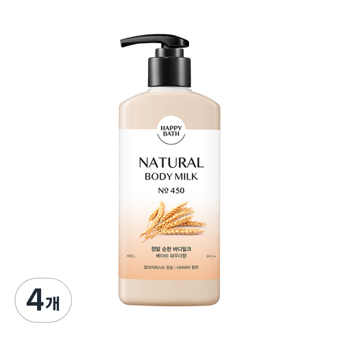 해피바스 정말 순한 바디워시 베이비 파우더향, 400g, 4개