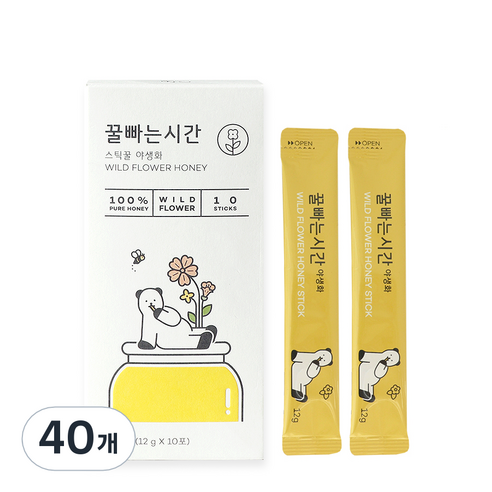 시속삼십킬로미터 꿀빠는시간 스틱꿀 야생화 박스, 40개, 12g