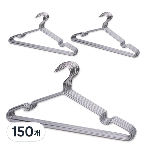 논슬립 PVC 코팅 옷걸이, 150개, 그레이