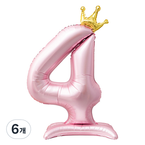 인블룸 대형 왕관 숫자 스탠드 파티풍선 4, 핑크, 6개