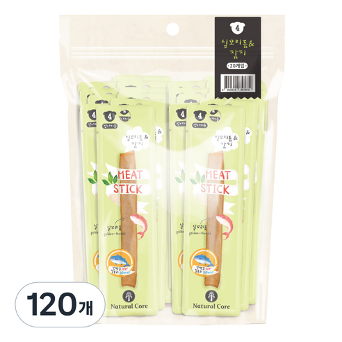 내추럴코어 강아지 미트스틱, 혼합맛(실꼬리돔/참치), 120개
