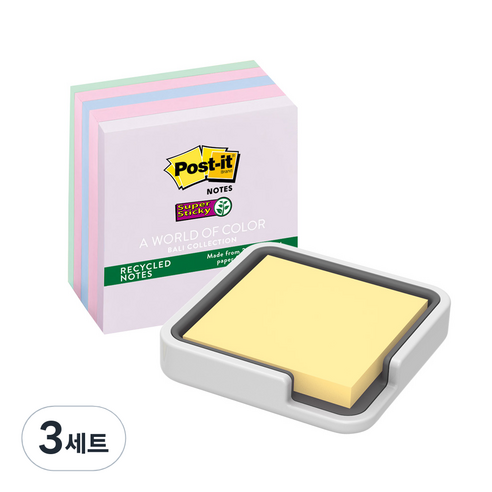 포스트잇 엣지 홀더 + 강한 점착용 도시 컬렉션 포스트잇 세트, 화이트(홀더), 발리 654-5SSNRP(포스트잇), 3세트
