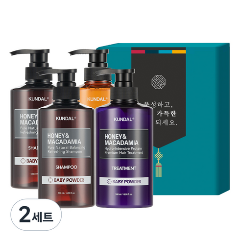 쿤달 헤어바디 4구 명절선물세트 A 베이비파우더향, 2세트
