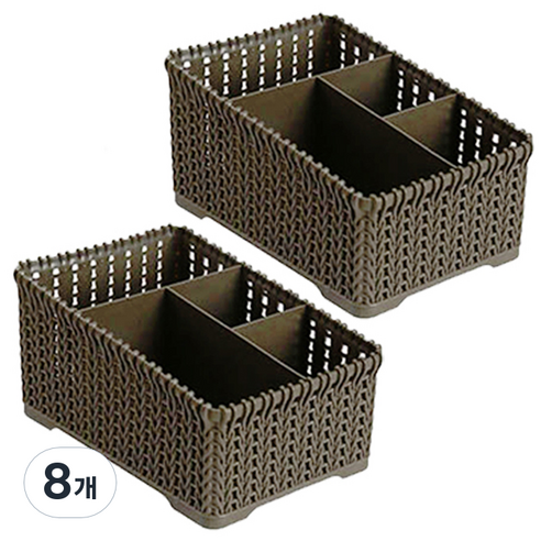 ABM 라탄 칸막이 정리함, 브라운, 8개