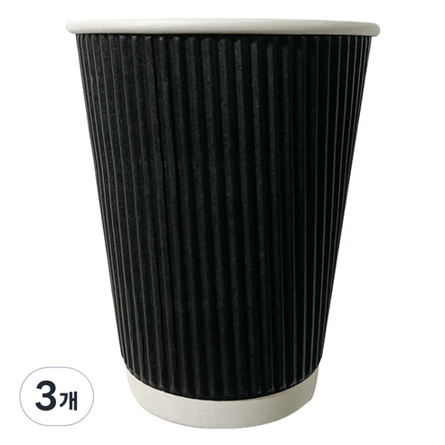 대한 3중 웨이브 블랙 종이컵 340ml, 3개, 50개입