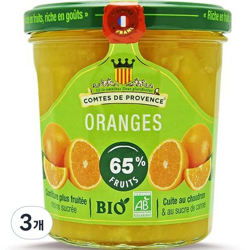 프로방스 유기농 오렌지 스프레드 잼, 350g, 3개
