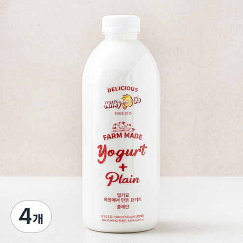 밀키요 목장에서 만든 요거트 플레인, 1L, 1개입, 4개
