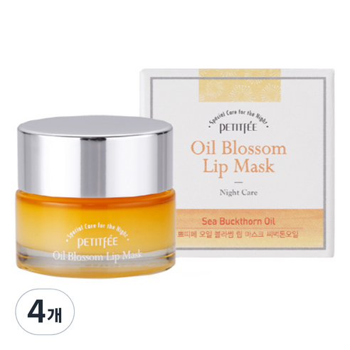 쁘띠페 씨벅톤오일 블라썸 립 마스크팩 15g, 1개입, 4개